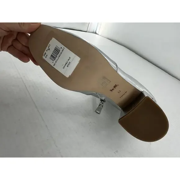 Coach Ankle Noah Bootie Sz 9.5 Silver Metallic Leather Almond Toe Amputee Left - Picture 13 of 15